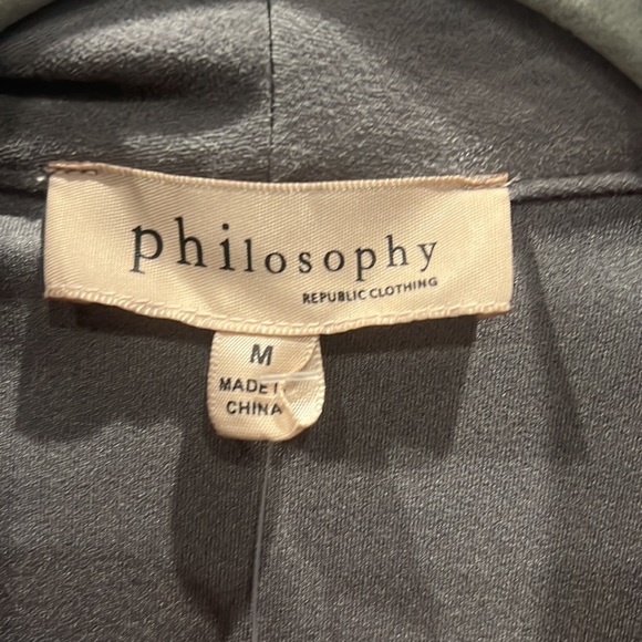 NWT Philosophy Republic Clothing Grey Faux Leather jacket. Size M - Picture 4 of 5